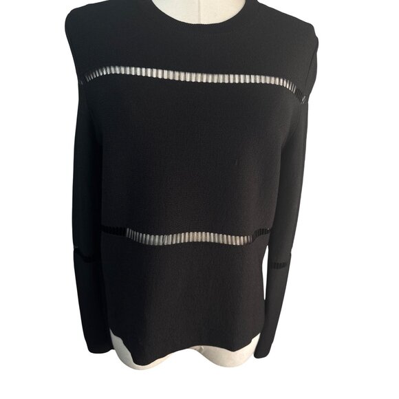 2/$30 ZARA  Black Sheer Medium Stripe Cut Out Knit Sweater Premium Collection - Picture 8 of 12